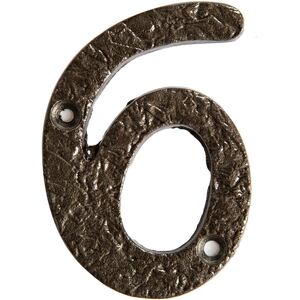 Number 6 Rustic Iron Numeral Raw