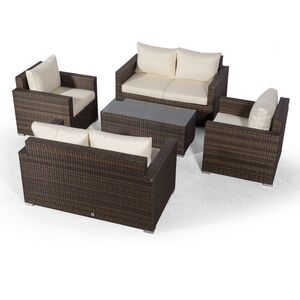 Giardino Sydney 6 Seater Rattan Conversation Sofa Set with Coffee Table