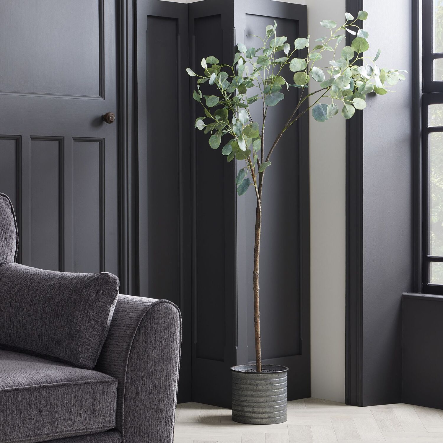 Eucalyptus Tree In Metallic Pot Modern Decor - Green