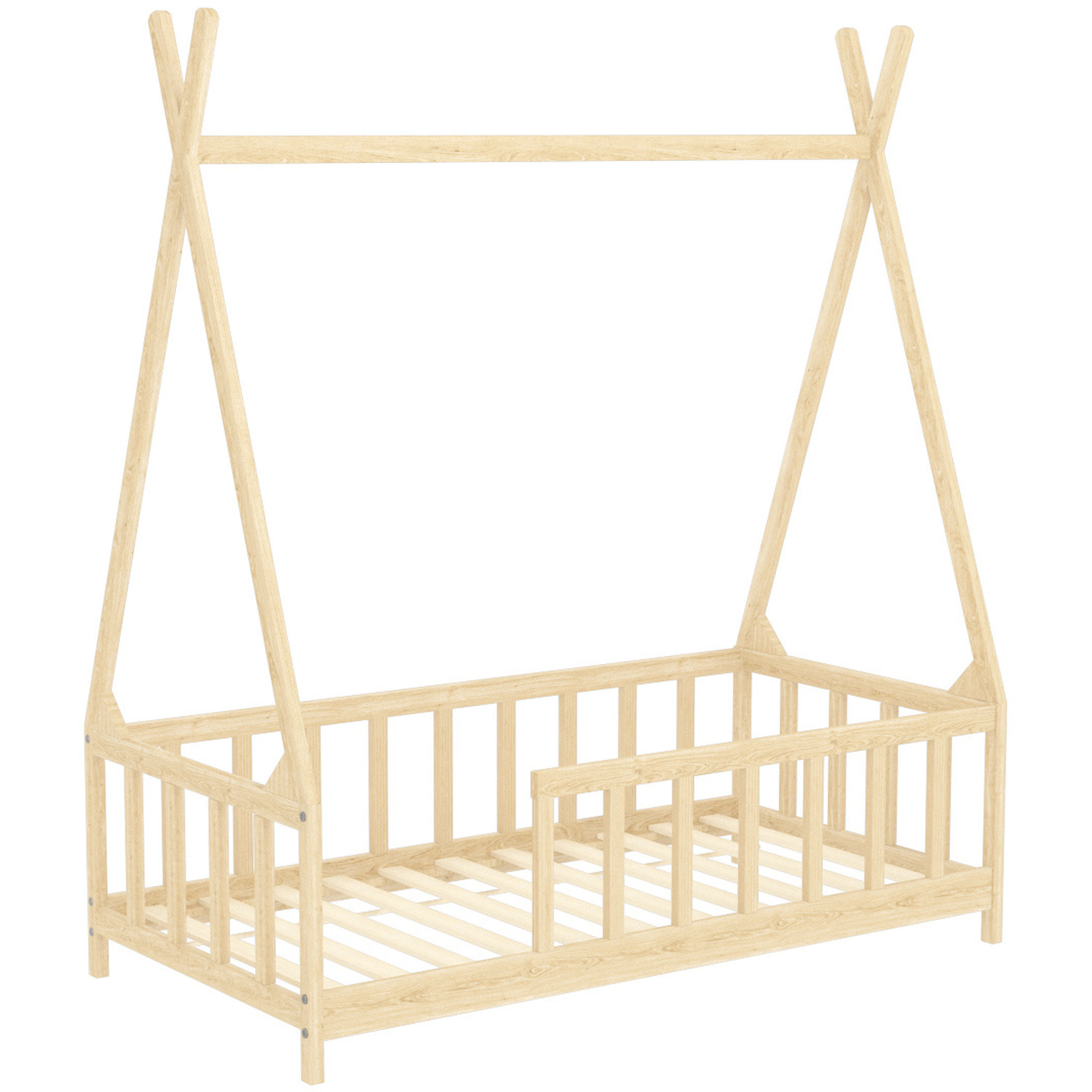 Solid Wood Kids Bed Frame - Log Color