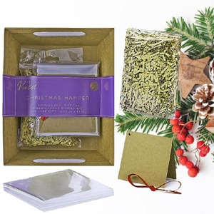 Small Gold Hamper Basket Kit Pamper Mini Food Hamper Box Tag 23.5cm