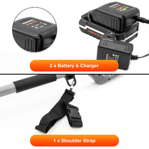Cordless Hedge Trimmer 20V Long Reach Hedge Cutter with 2 Batteries