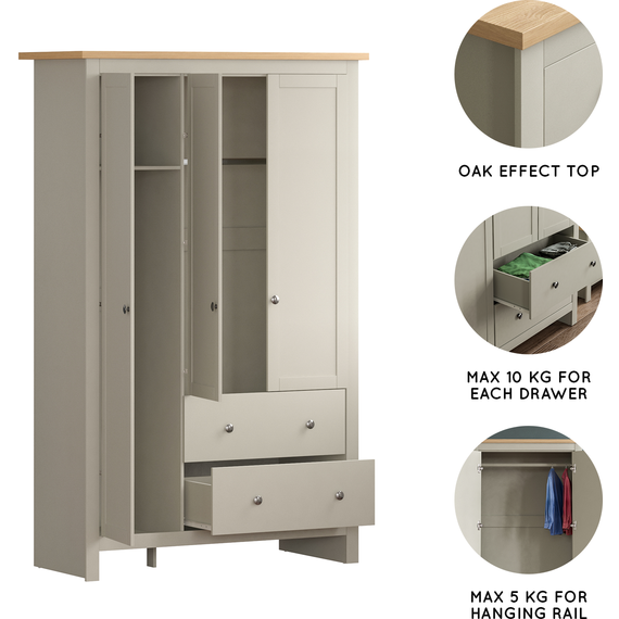 Arlington 3 Door 2 Drawer Wardrobe