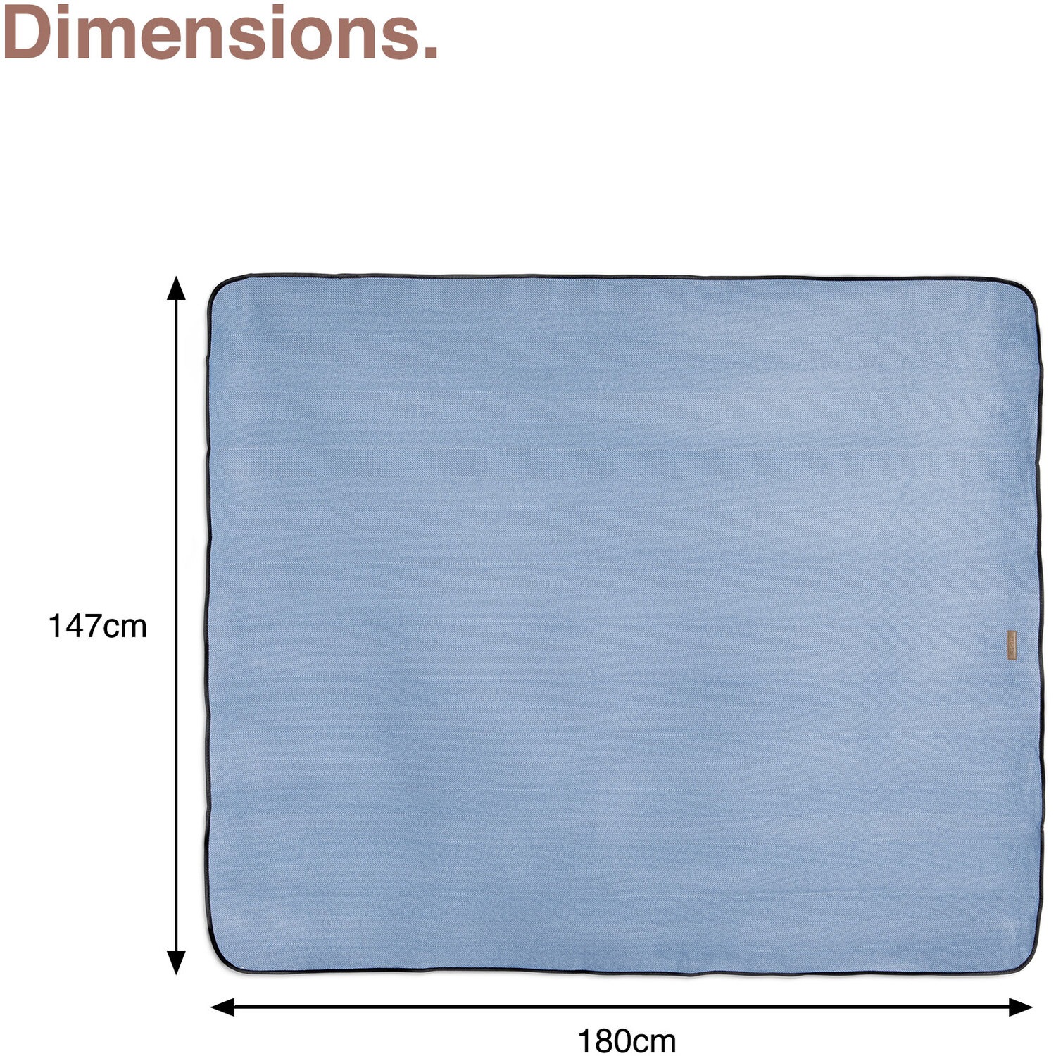 Picnic Blanket With Faux Leather Carry Handle - Blue 220cm