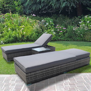 SUN LOUNGER BED RATTAN WICKER GARDEN OUTDOOR TABLE AND CHAIRS FURNITURE PATIO