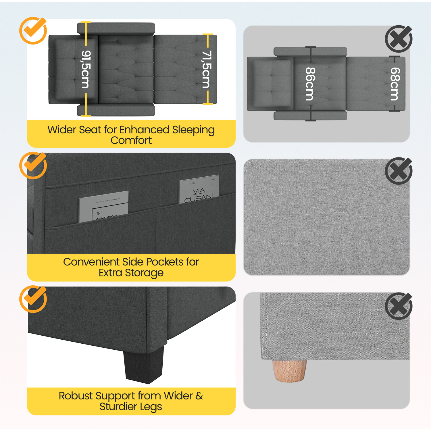 Yaheetech Convertible Sofa Chair Sleeper Chair - Dark Grey