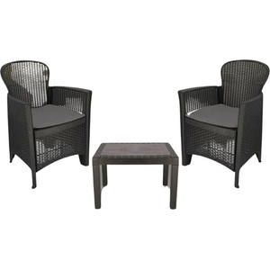 Set of 3 Polyrattan Garden Bistro Furniture Set