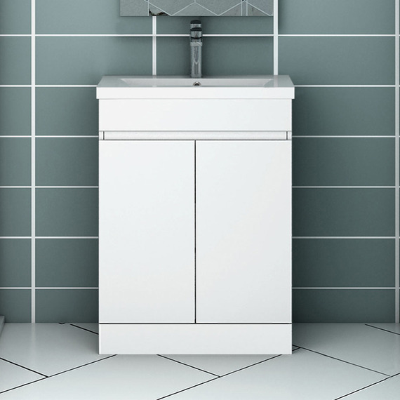 Bathroom Vanity Unit Sink Floor Standing Gloss White 500mm