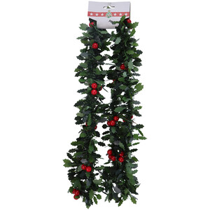 Green Leaf Tinsel Berry or Pinecone Garland