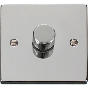 Polished Chrome 1 Gang 2 Way LED 100W Trailing Edge Dimmer Light Switch