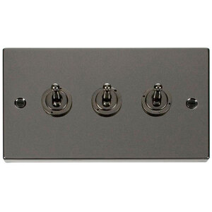 Black Nickel 3 Gang 2 Way 10AX Toggle Light Switch