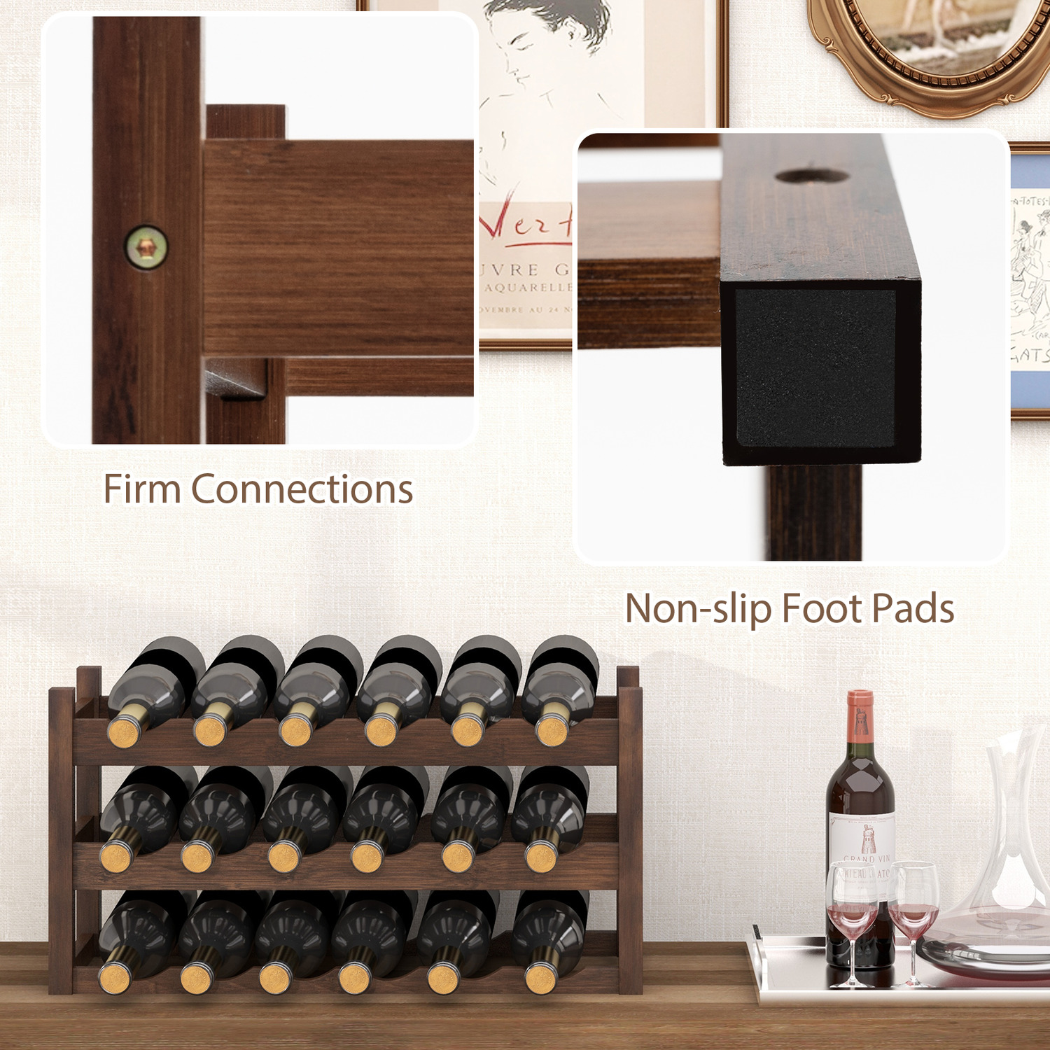 3-Tier Bamboo Wine Rack