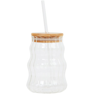 Wavy Ribbed Borosilicate Glass Jar