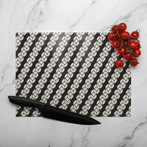 Striped Rope Pattern Glass Chopping Board-large