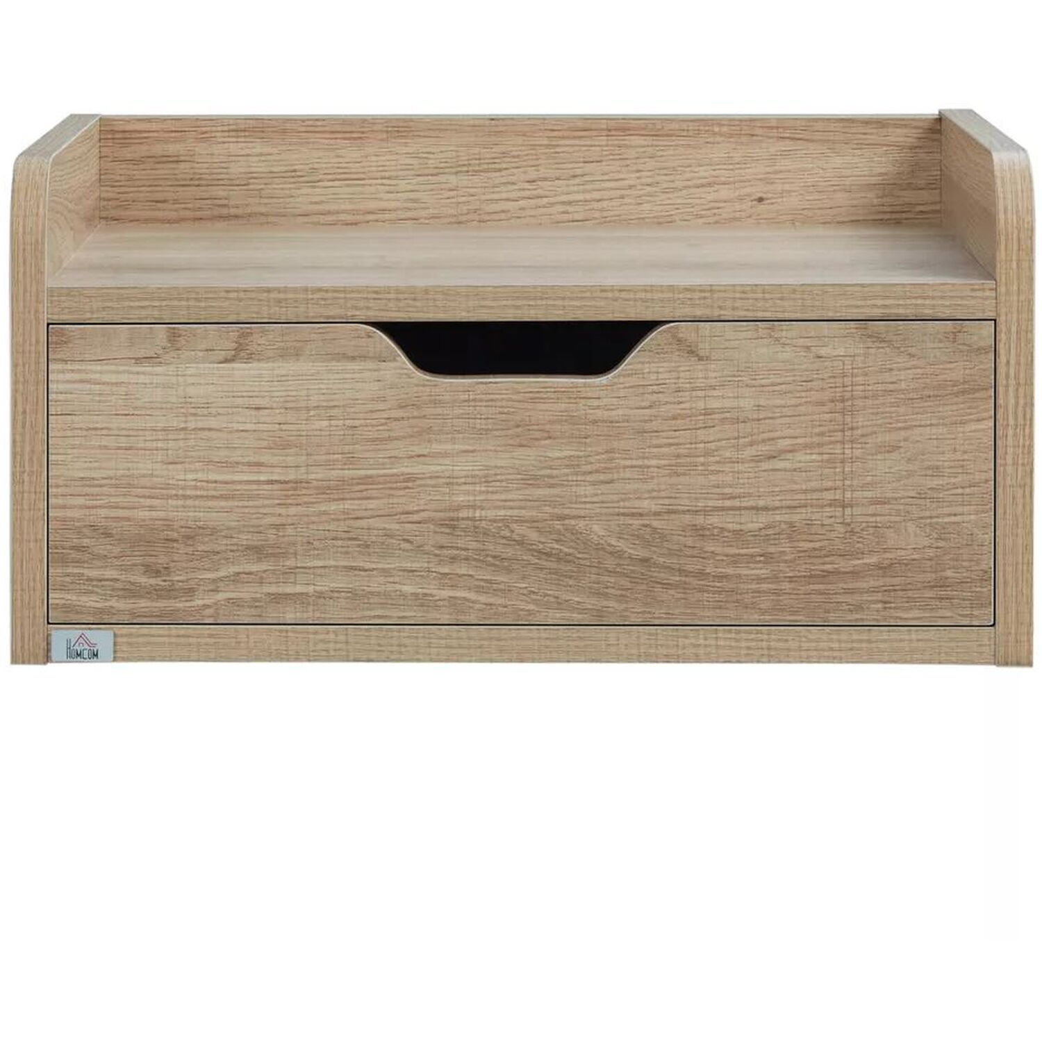 Natural Wood Floating Bedside Tables With Drawers - Natural