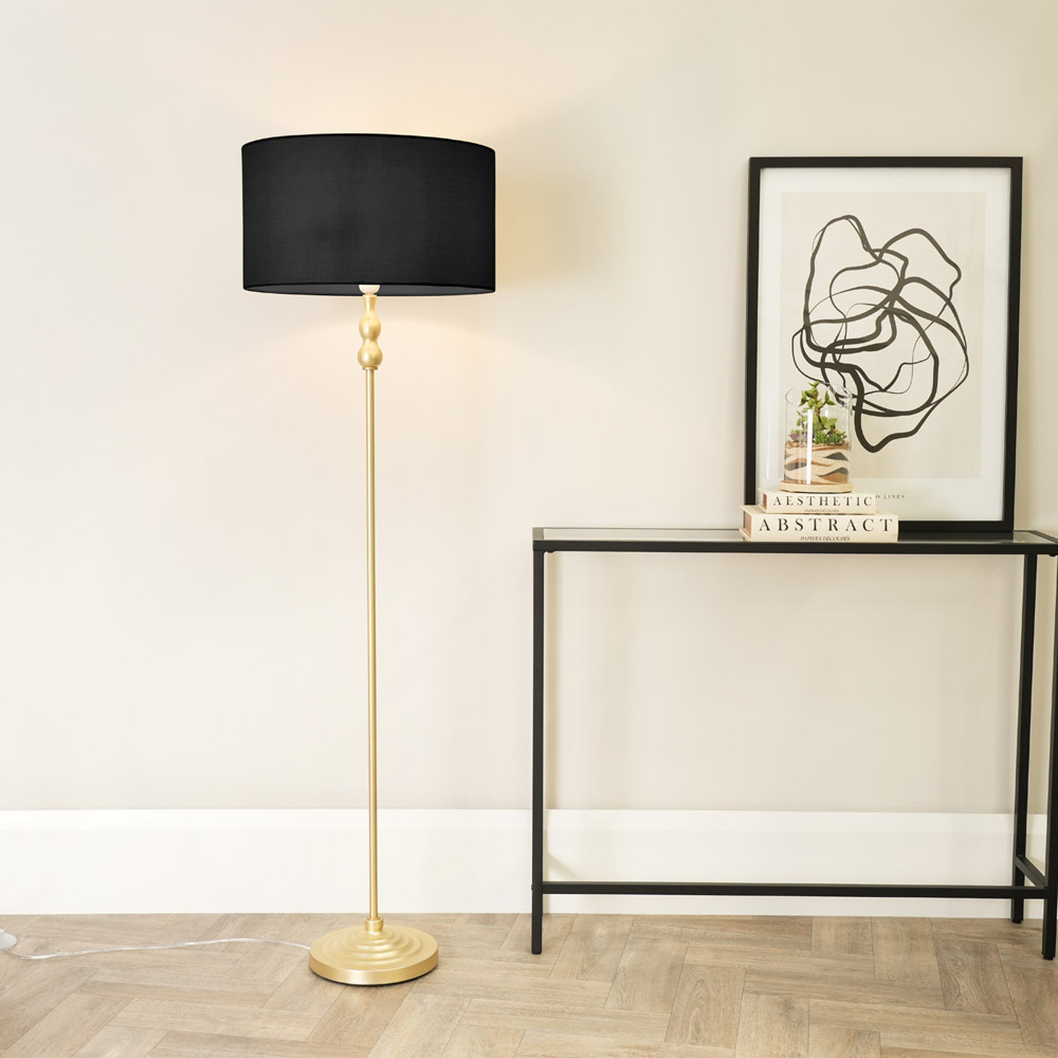 Image of Maggie Gold Floor Lamp with Drum&hellip;