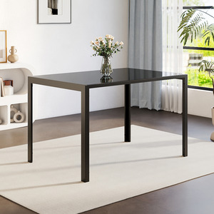 Rectangular Dining Table with Tempered Glass Top