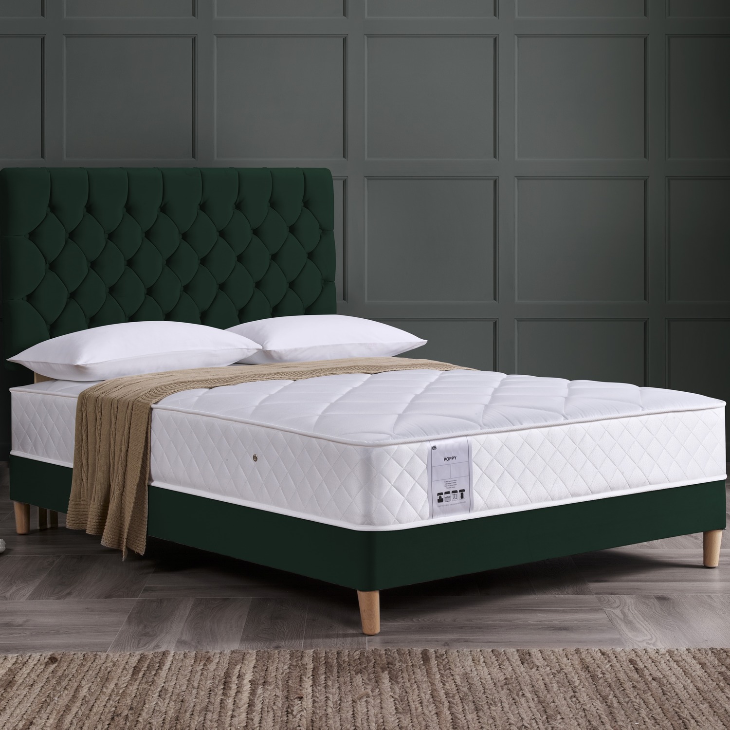 Primrose 2000 Pocket Sprung Memory Foam Mattress - White King Polyester Satin