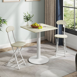 Square Coffee Table with 2 Folding Chairs Set