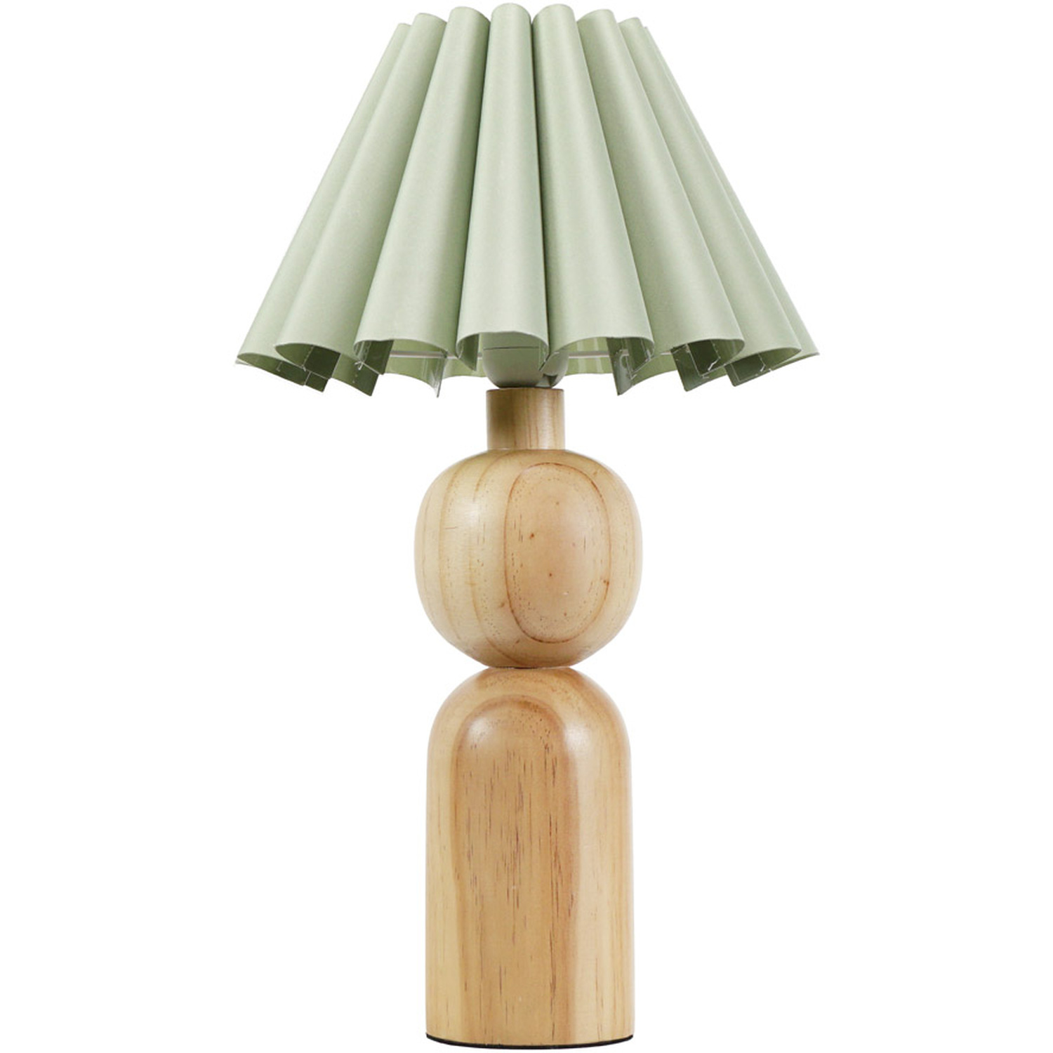 Azalea Rustic Wooden Table Lamp with Fabric Scallop Tapered Shade - Sage Green / Bulb Included