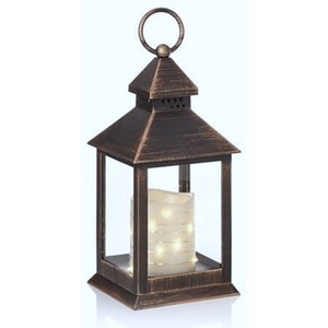 Black Copper Christmas Candle Lantern Rustic Battery Operated