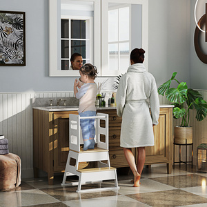 AIYAPLAY 2 in 1 Toddler Tower with Chalkboard, Safety Rail, for Kitchen, Sink