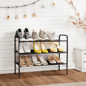 3-Tier Oxford Cloth Shoe Rack with Metal Frame