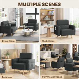 Dark Grey / Fabric, Polyester, Rubberwood, Foam Yaheetech Small Fabric Loveseat Sofa with Pillows shot 7072696