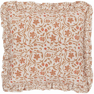 Linen Filigree Printed Ruffle Cushion