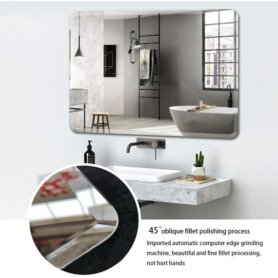 Frameless Rectangular Wall Mirror with Smooth Edges