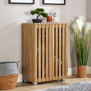 Oak effect Halden Shoe Storage 2 Door Slatted Front Cabinet Unit  shot 7647776