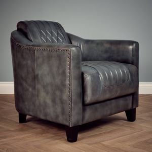 Genuine Leather Tub Aviator Chair Grey
