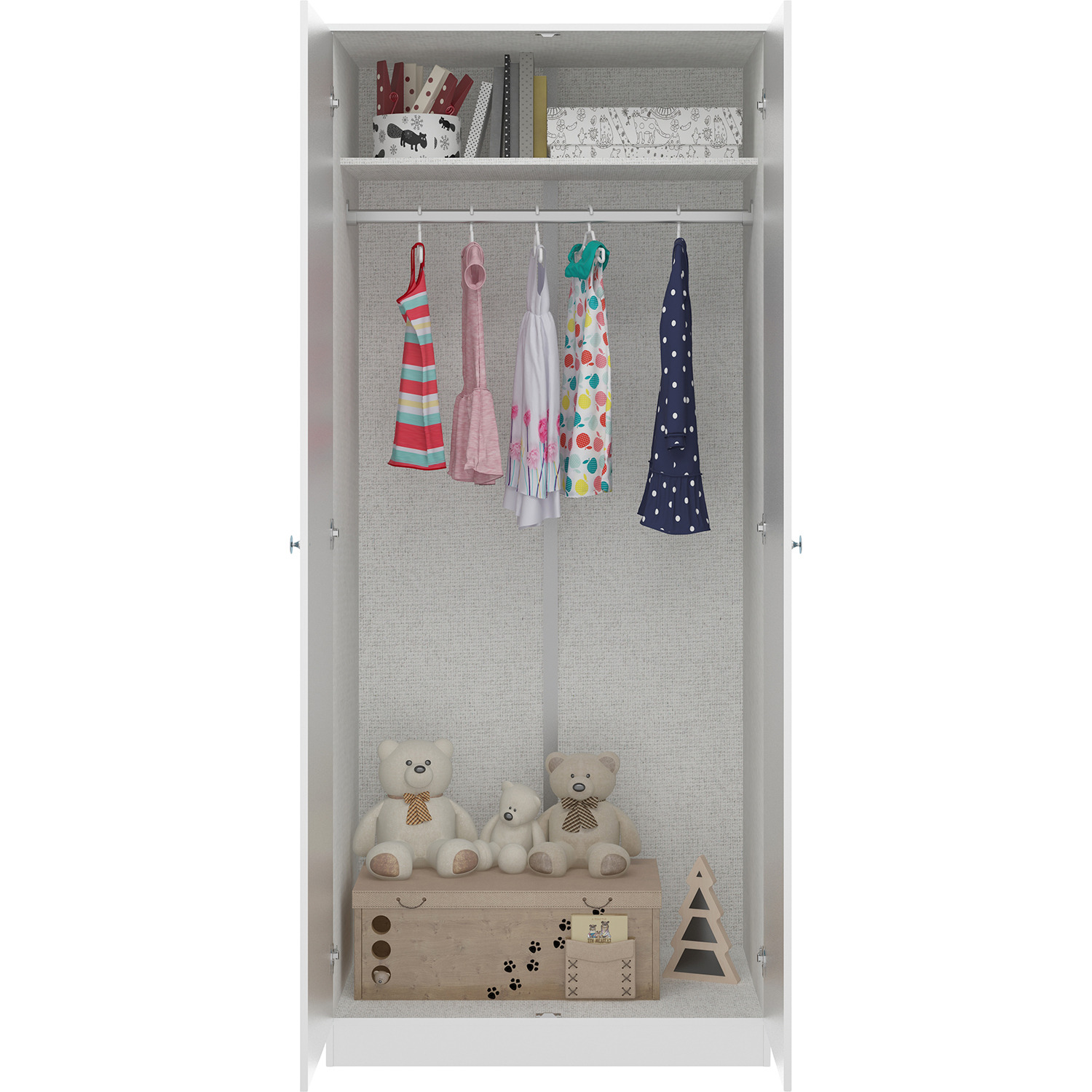 Denver 2 Door Wardrobe White And Pink - White And Pink Gloss