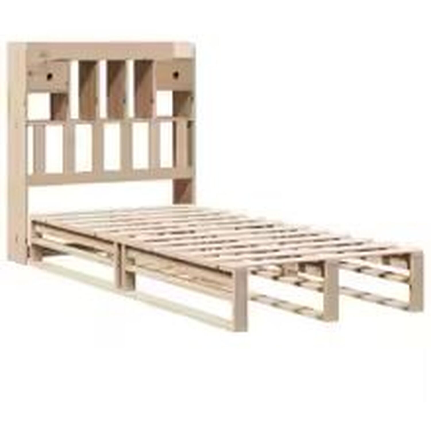 Single Solid Pine Bookcase Bed Frame Storage Solution - Brown