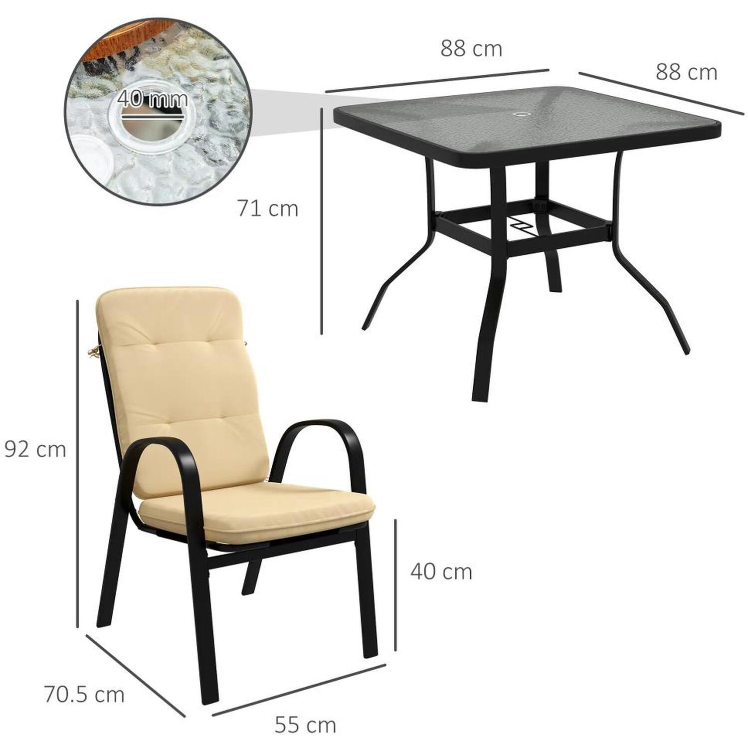 5 Piece Garden Dining Set - Black