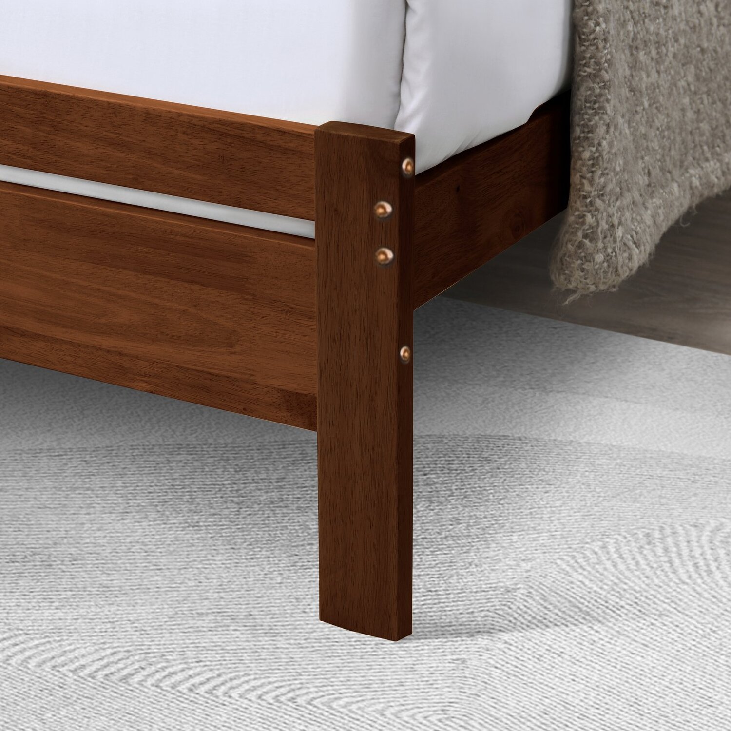 Declan Solid Wood Bed Frame - Walnut Single