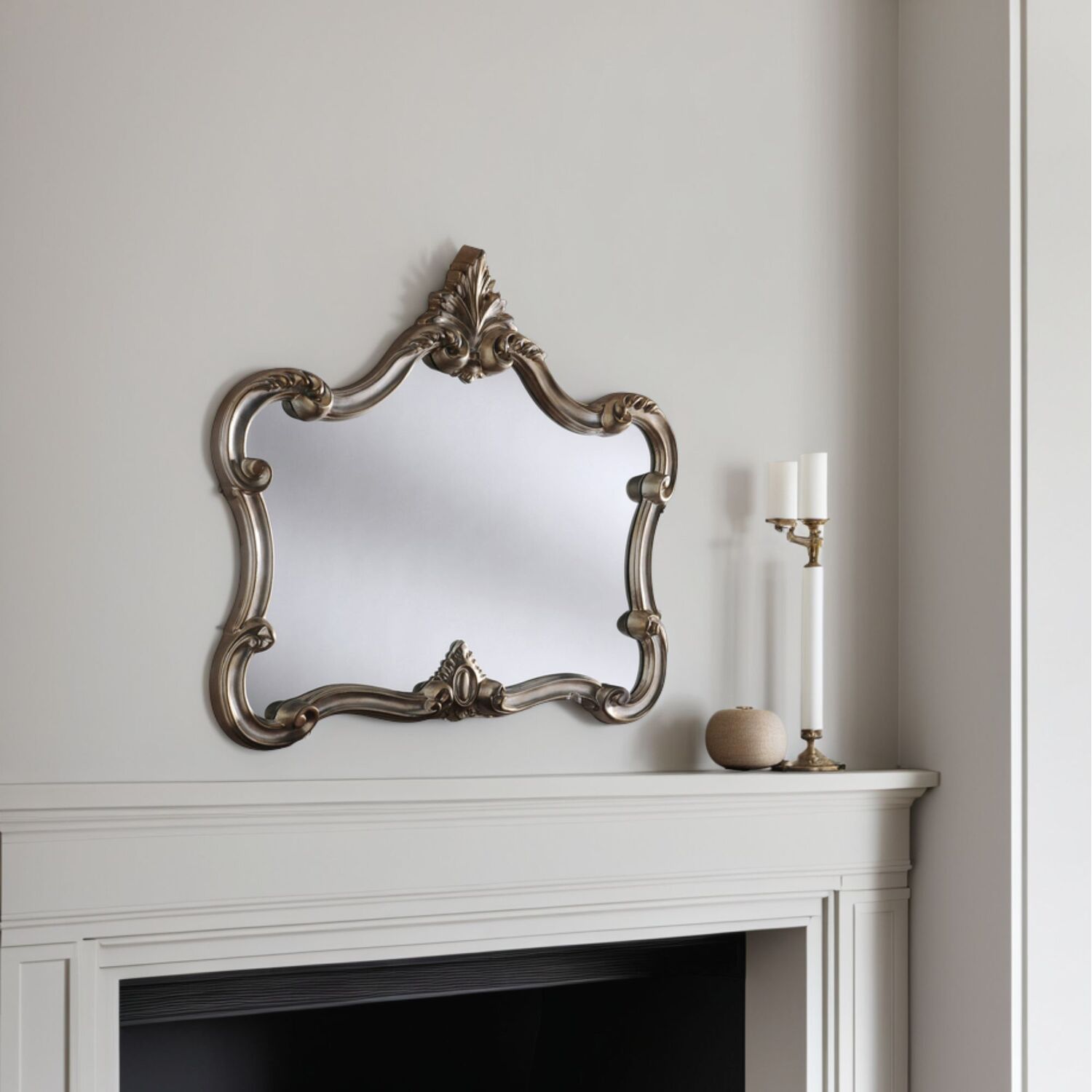 Image of Classic Carved Landscape Mirror - Silver