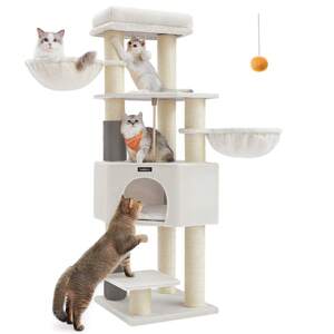 White Large Cat Tower with Self-Warming Pads shot 9068190
