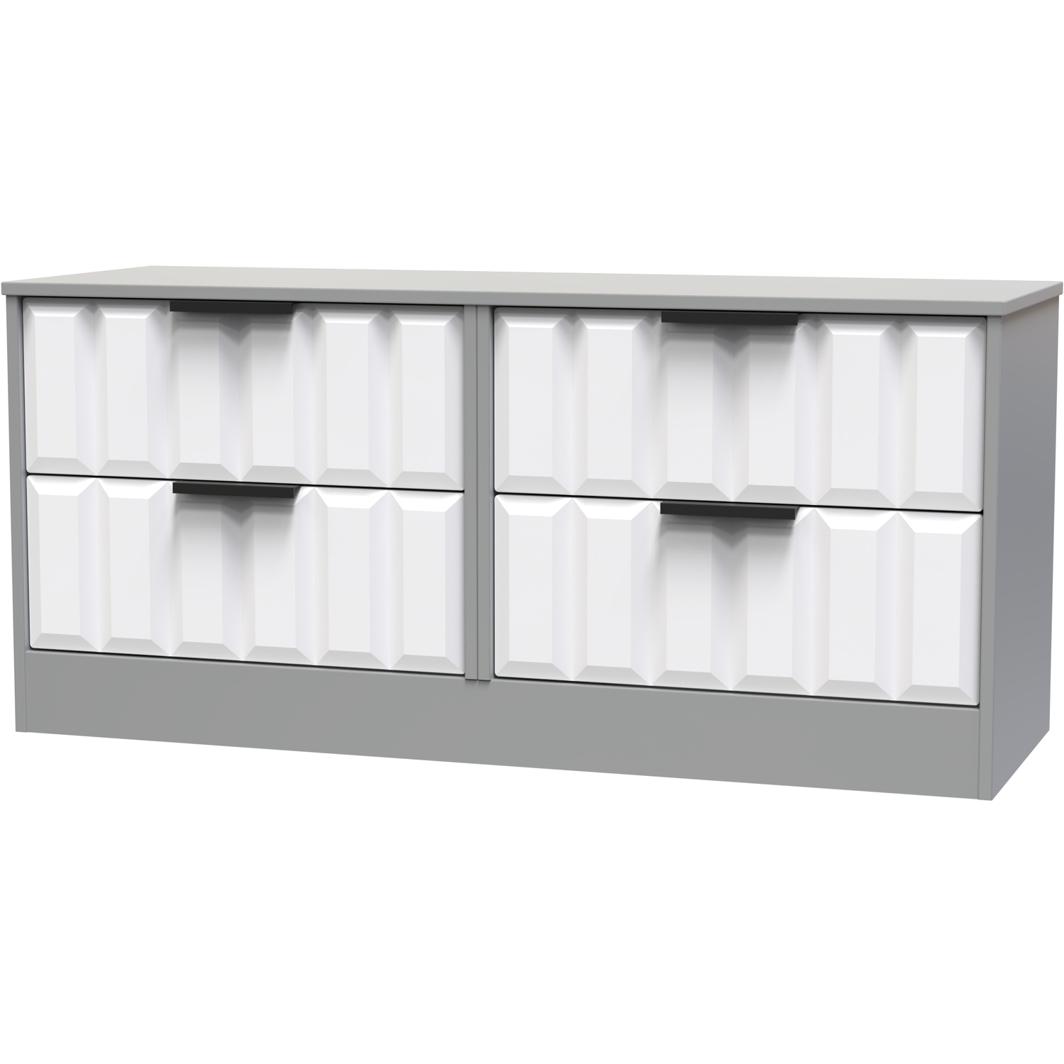 New York C Ready Assembled 4 Drawer Bed Box - White Matt Dusk Grey