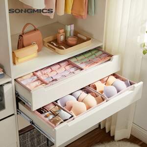 SONGMICS Set of 8 Underwear Drawer Organisers, Drawer Dividers