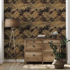 Textured Palm Wallpaper Metallic Effect Modern Floral
