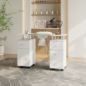 Manicure Table with Built-in Dust Collector and Drawers
