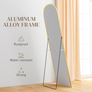 Gold Tone / 1.5cm HOMCOM Full Length Mirror w Aluminium Frame shot 9787281