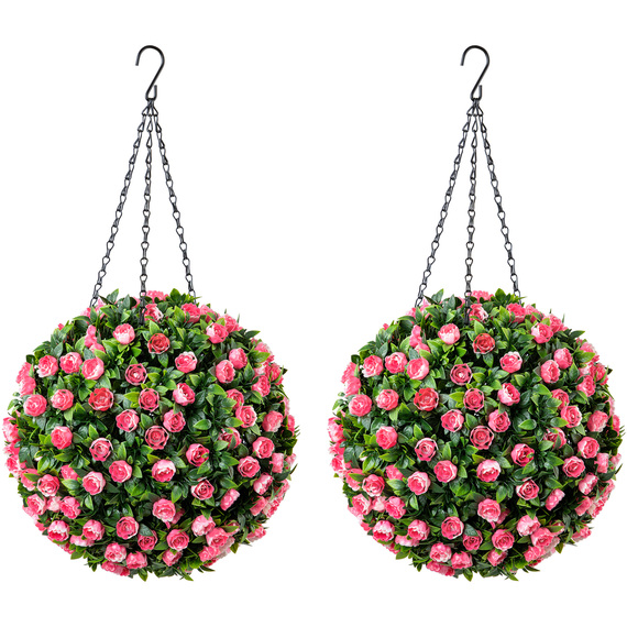 Artificial Rose Topiary Hanging Balls Set of 2