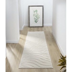 Aya Living Room Area Rugs - Embossed Waves Design Cream Rug