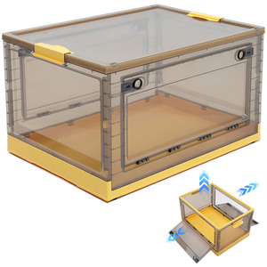 Livingandhome Transparent Folding Storage Box with Wheels