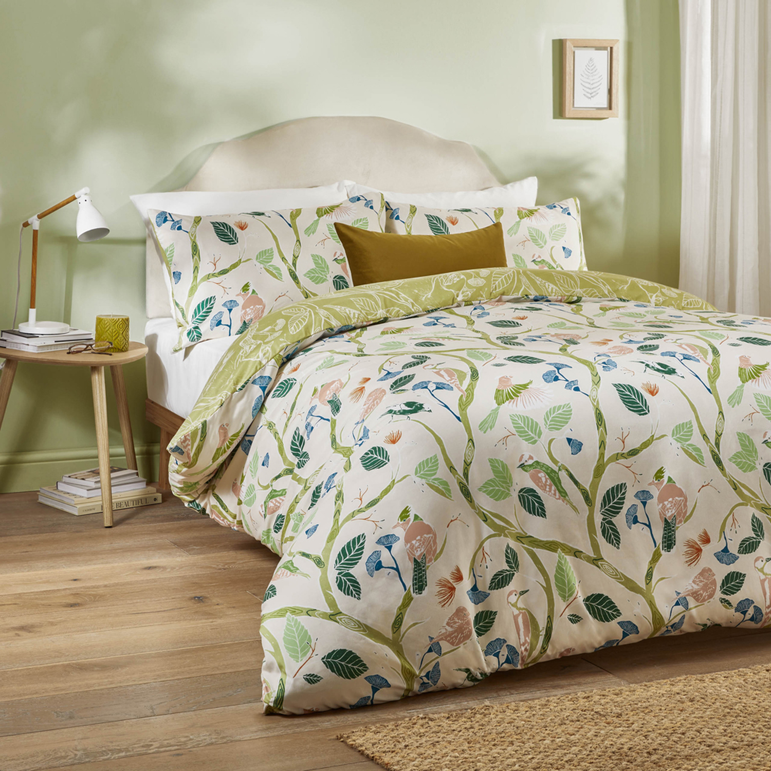 Woodlow Printed Soft Touch Duvet Cover Set - Multi-sage Double