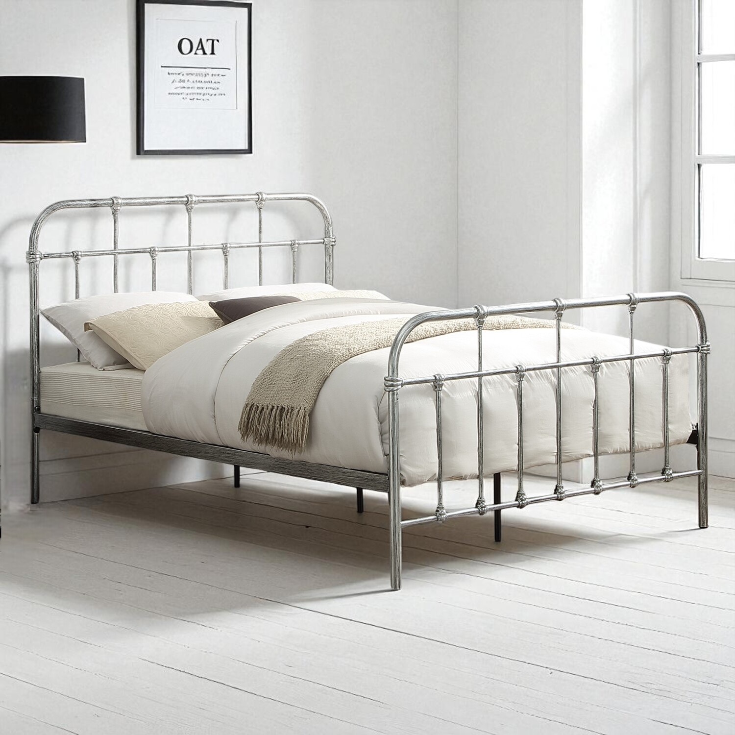 Camden Distressed Steel Effect Metal Bed Frame - Distressed Steel King