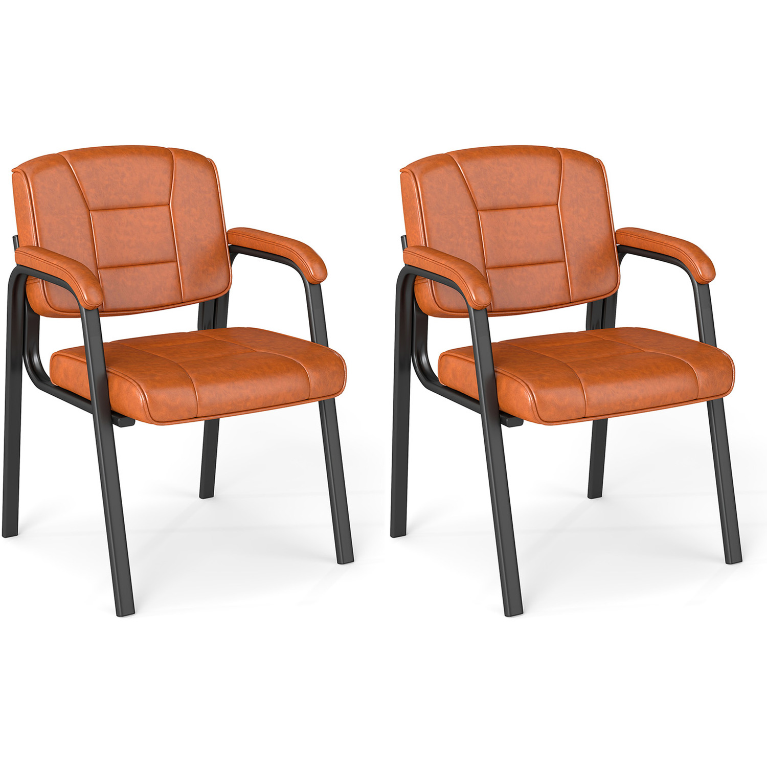 Set Of 2 Modern Office Desk Chairs - Brown