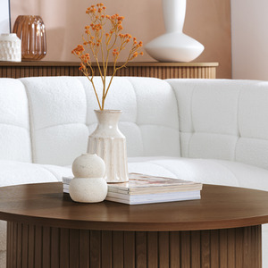 Walnut Round Fluted Coffee Table Brown Axel Birlea shot 10910934